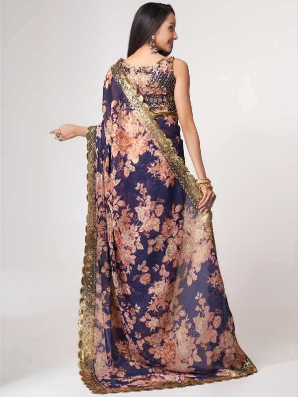 Organza Sequence Saree in Matching 1108