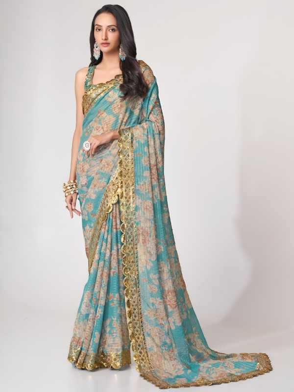 Organza Designer Saree in Matching