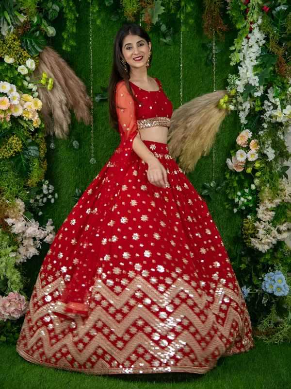 Georgette Wedding Lehenga 15059
