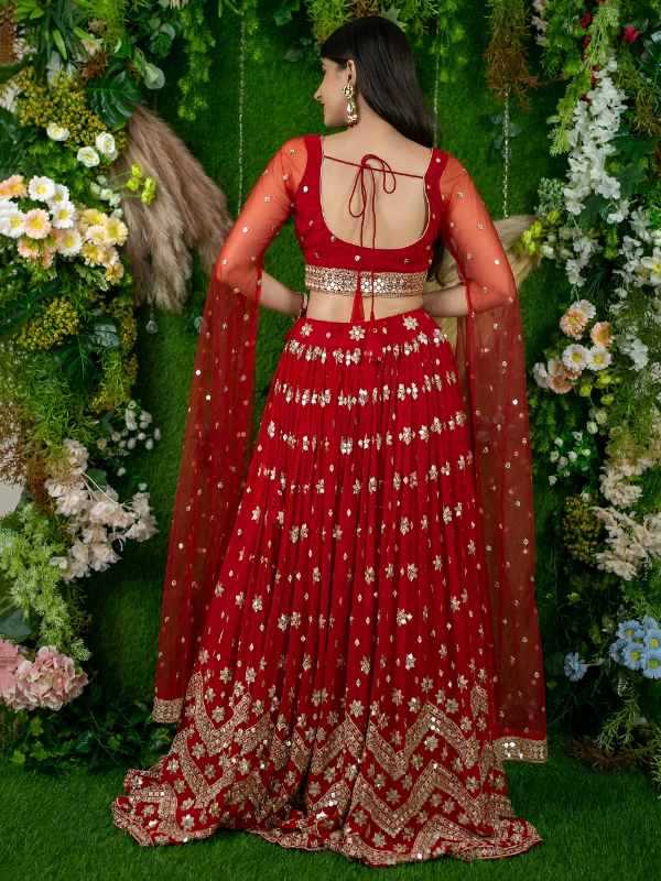 Georgette Wedding Lehenga 15059