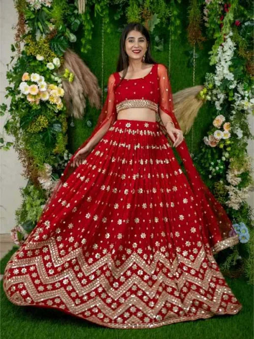 Georgette Wedding Lehenga 15059