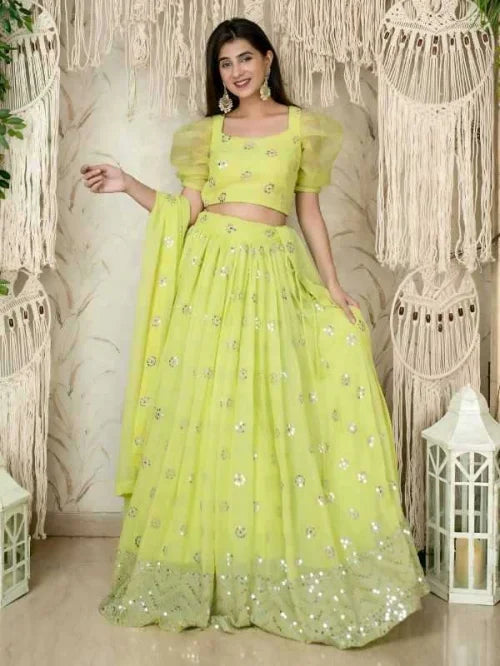 Georgette Wedding Lehenga 15060