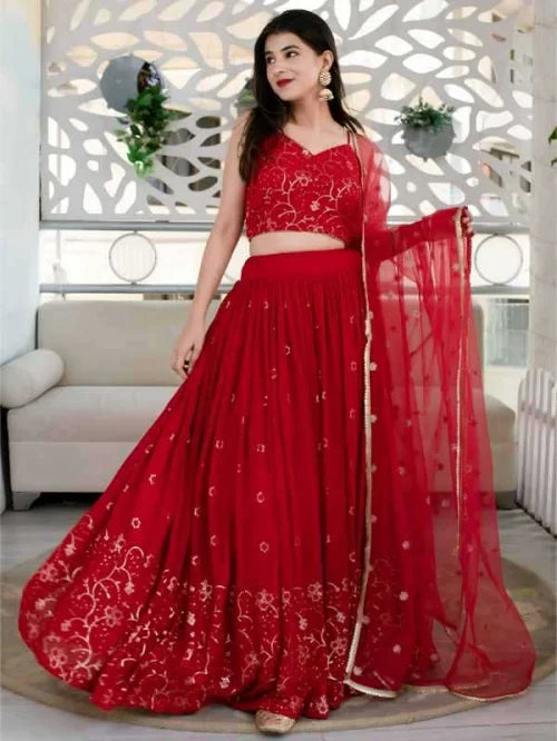 Georgette Wedding Lehenga