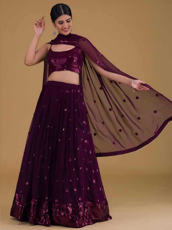 Georgette Wedding Lehenga in Matching •