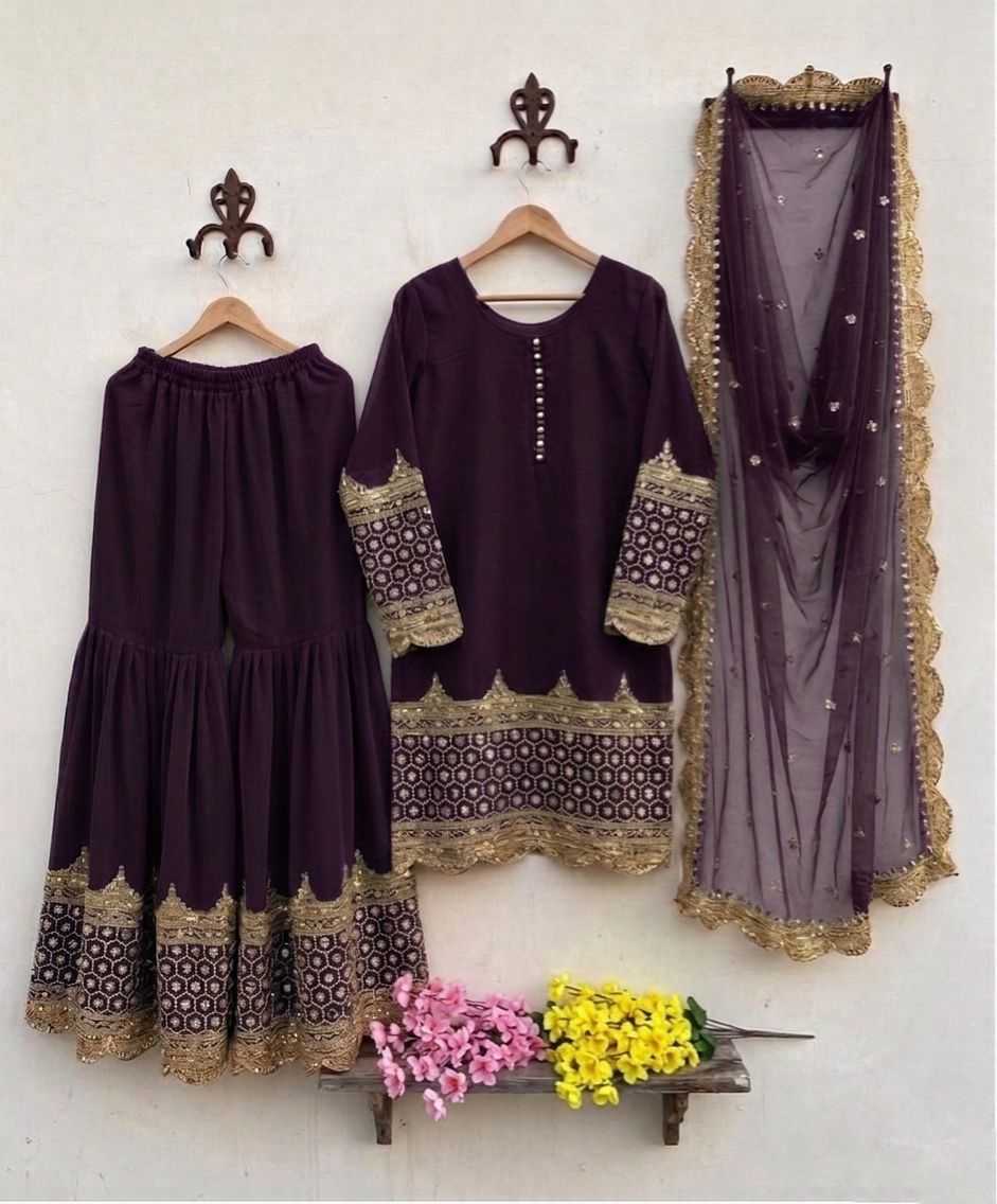 Faux Georgette Sharara Salwar Suit