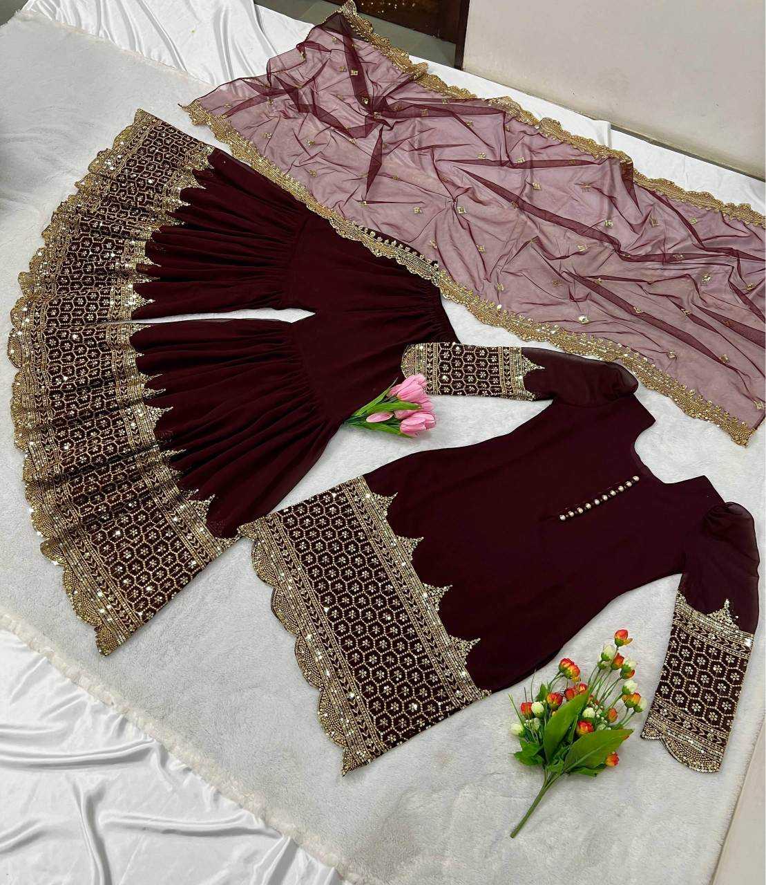 Faux Georgette Sharara Salwar Suit