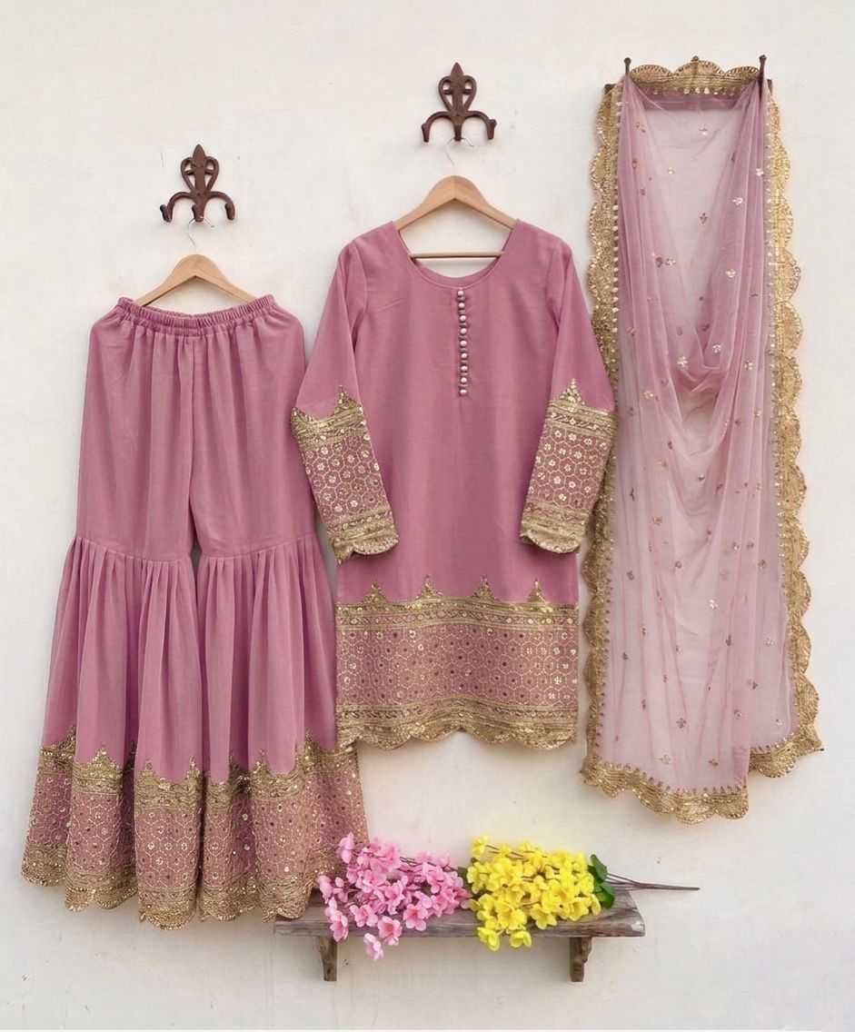 Faux Georgette Sharara Salwar Suit