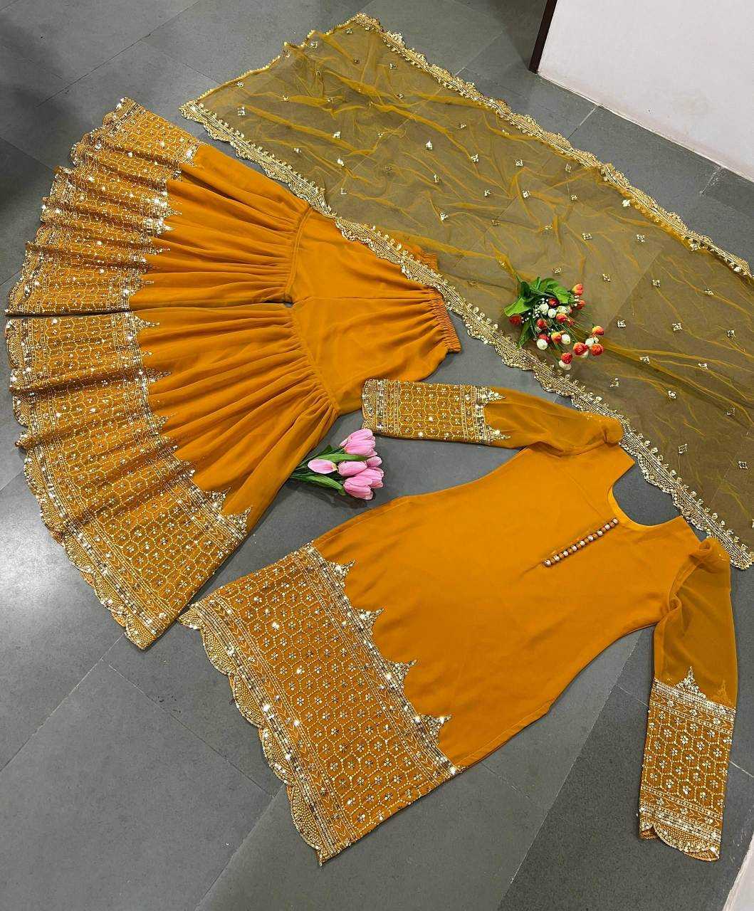 Faux Georgette Sharara Salwar Suit