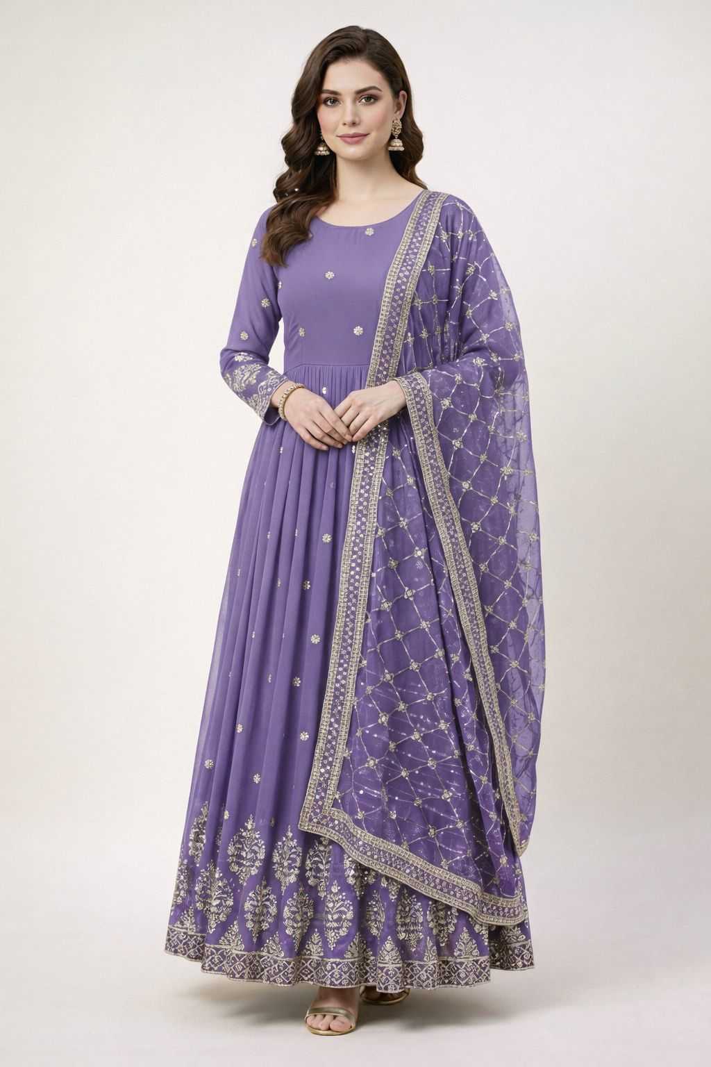 Faux Georgette Embroidery Gown