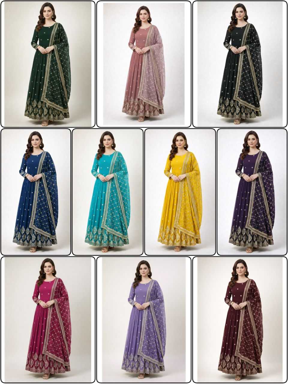 Faux Georgette Embroidery Gown