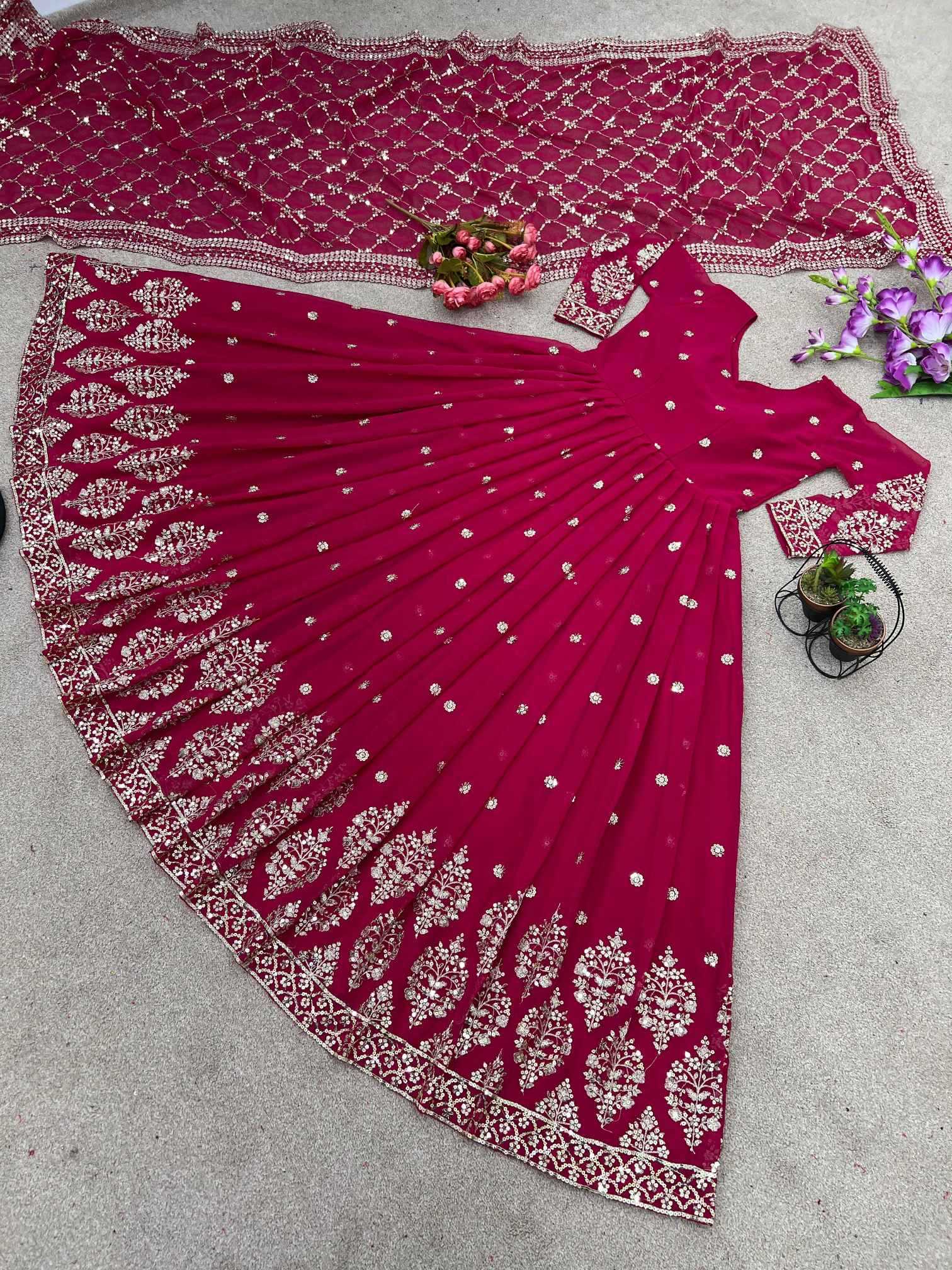 Faux Georgette Embroidery Gown