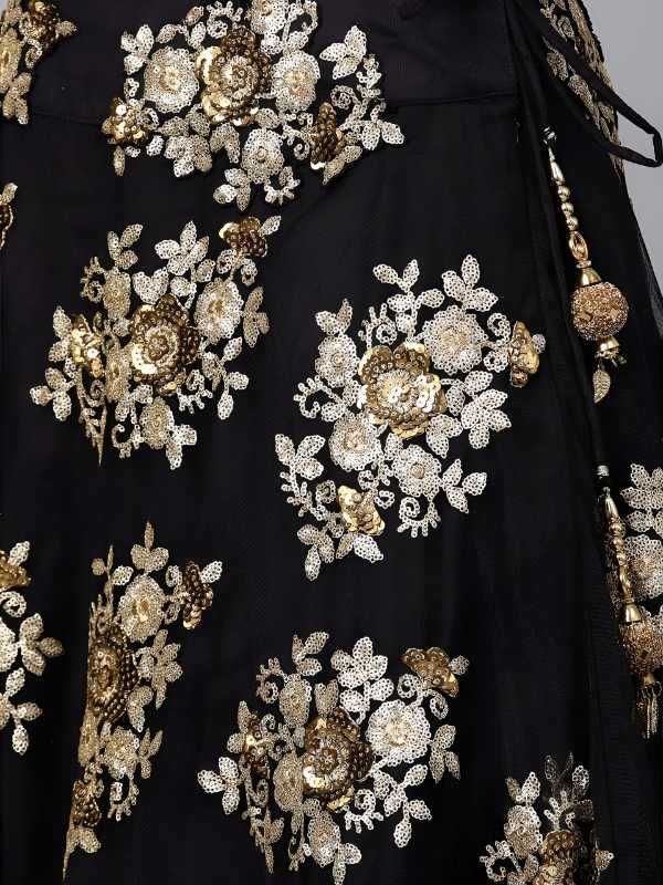 Soft Net Embroidered Lehenga in Matching •