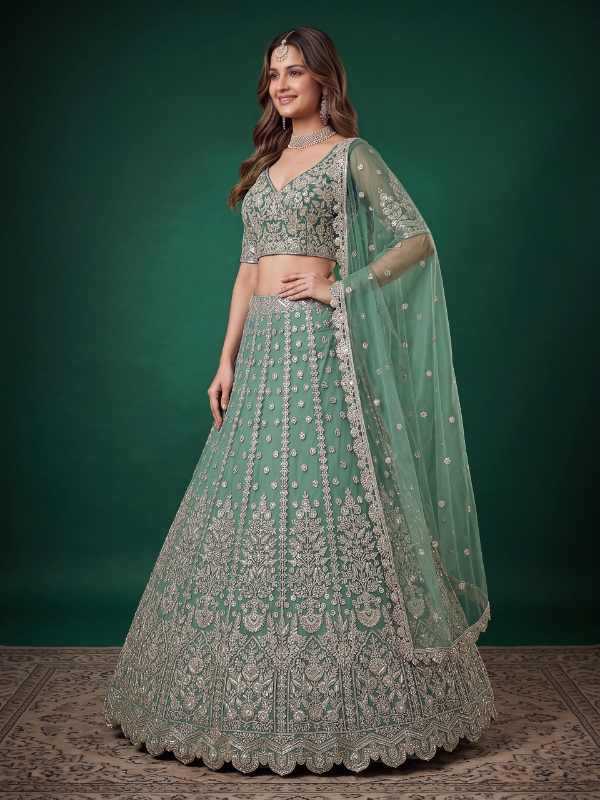 Soft Net Wedding Lehenga in Matching •