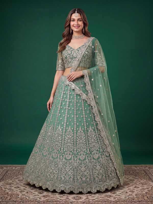Soft Net Wedding Lehenga in Matching •