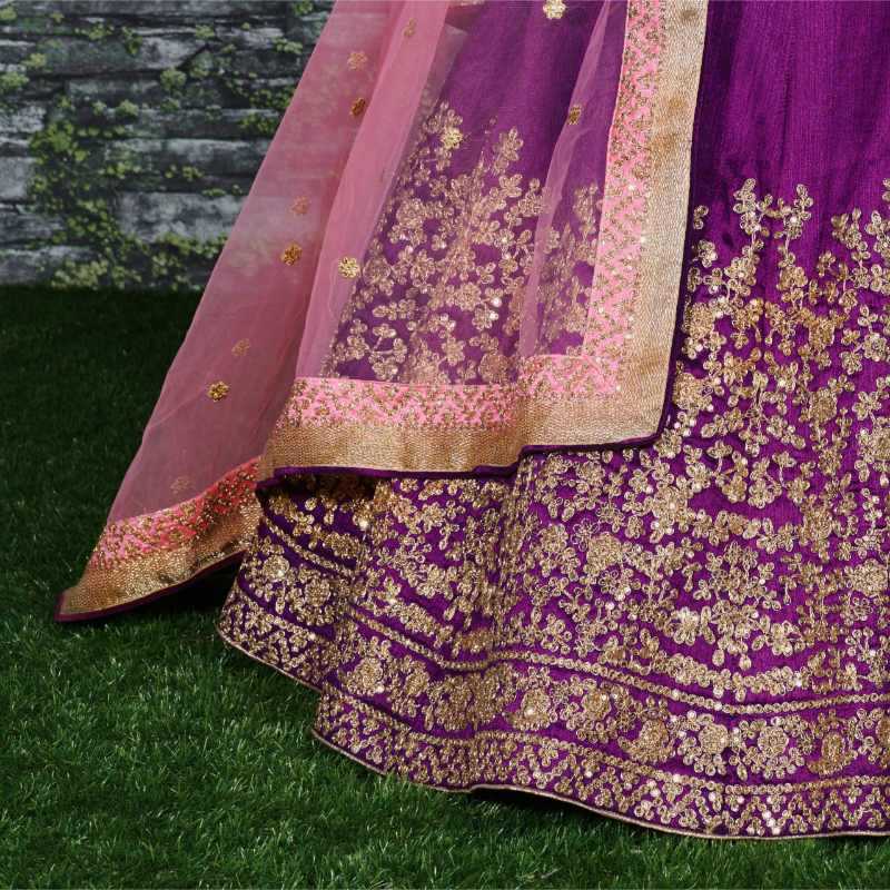 Mulberry Wedding Lehenga in Matching •