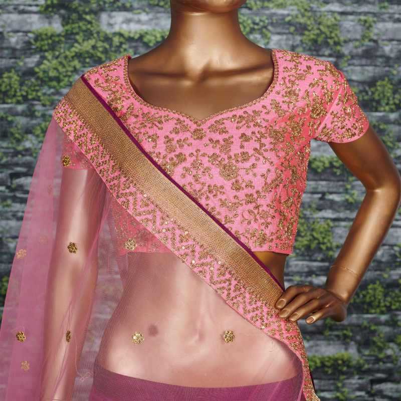 Mulberry Wedding Lehenga in Matching •