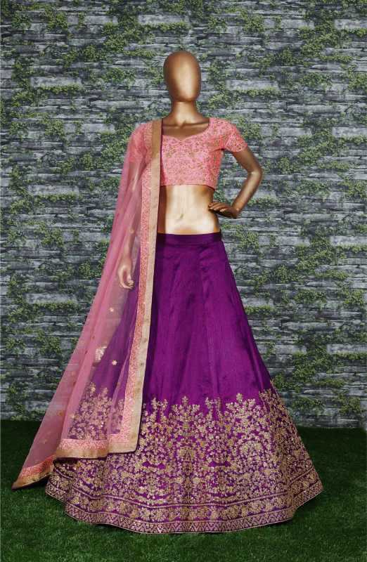 Mulberry Wedding Lehenga in Matching •