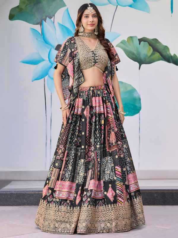 Chinon Silk Wedding Lehenga in Matching • 7050