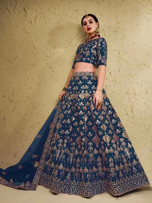 Art Silk Wedding Lehenga in Matching •