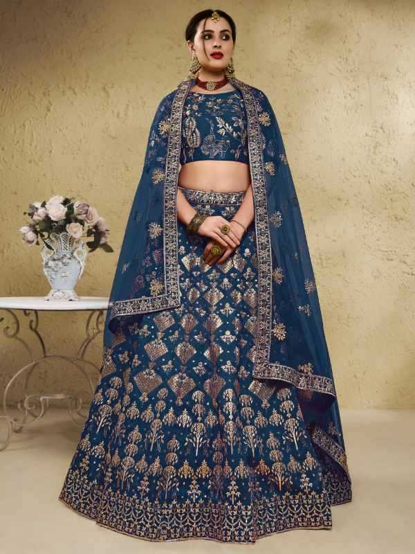 Art Silk Wedding Lehenga in Matching •