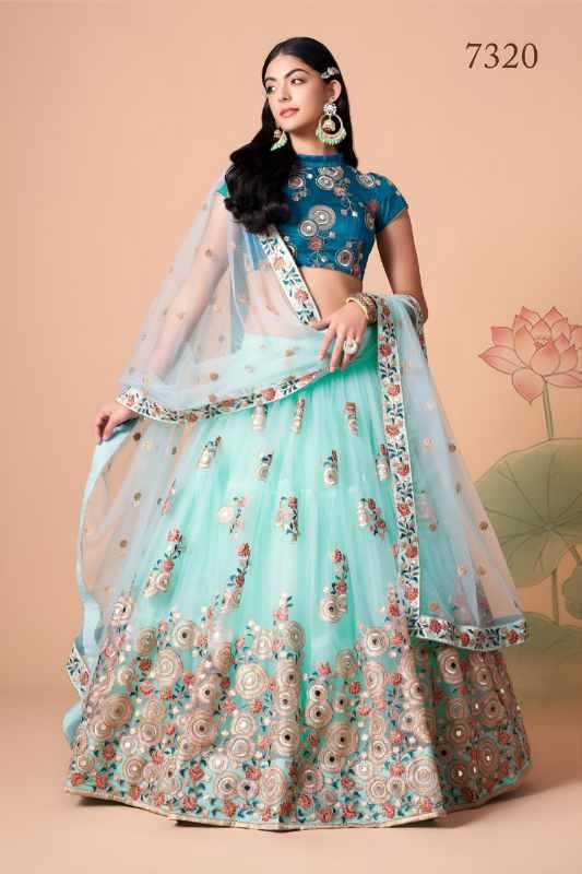 Soft Net Wedding Lehenga 7320