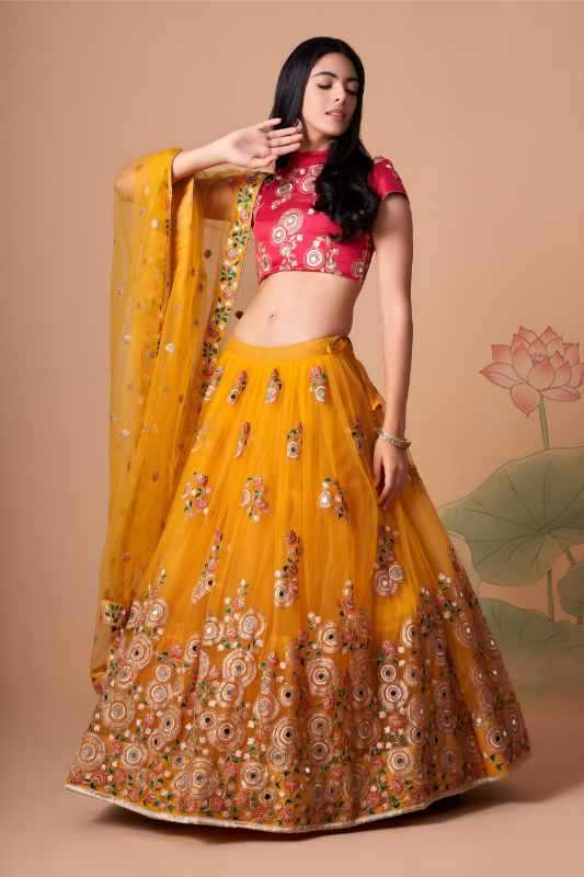 Soft Net Embroidered Lehenga