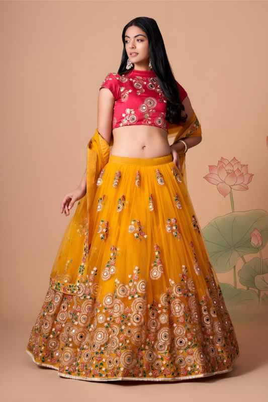 Soft Net Embroidered Lehenga
