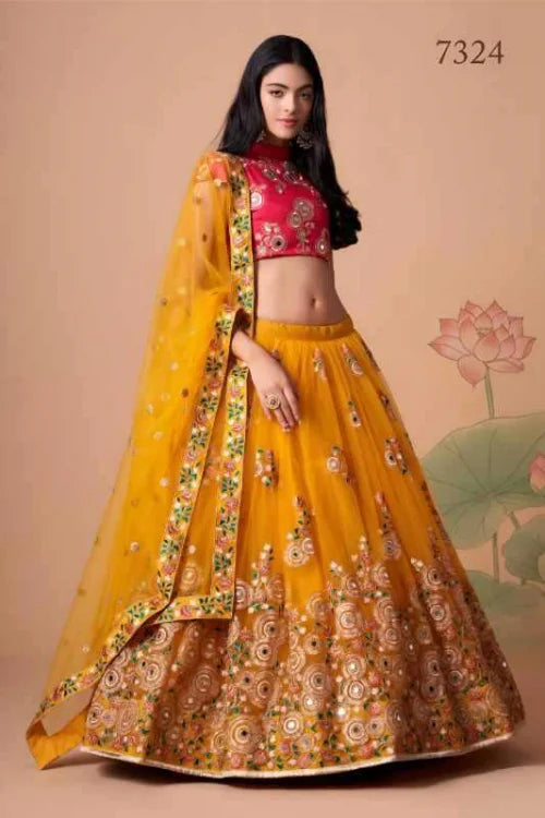 Soft Net Embroidered Lehenga