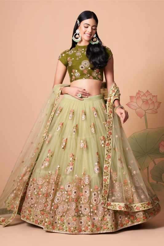 Soft Net Wedding Lehenga 7326