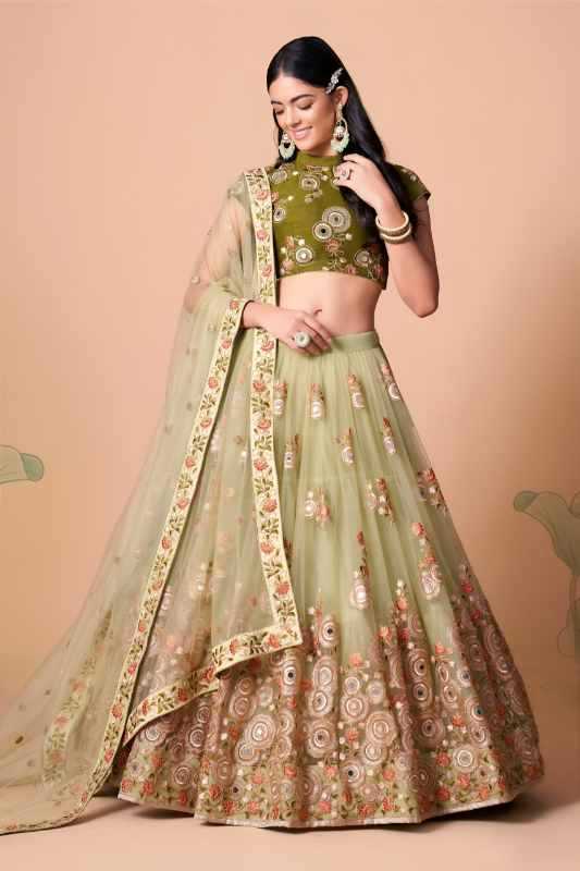 Soft Net Wedding Lehenga 7326