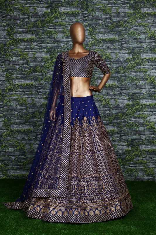 Silk Wedding Lehenga in Matching •