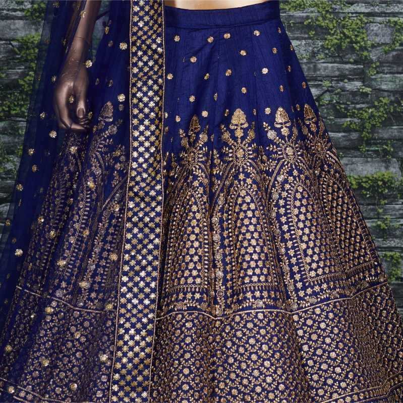 Silk Wedding Lehenga in Matching •