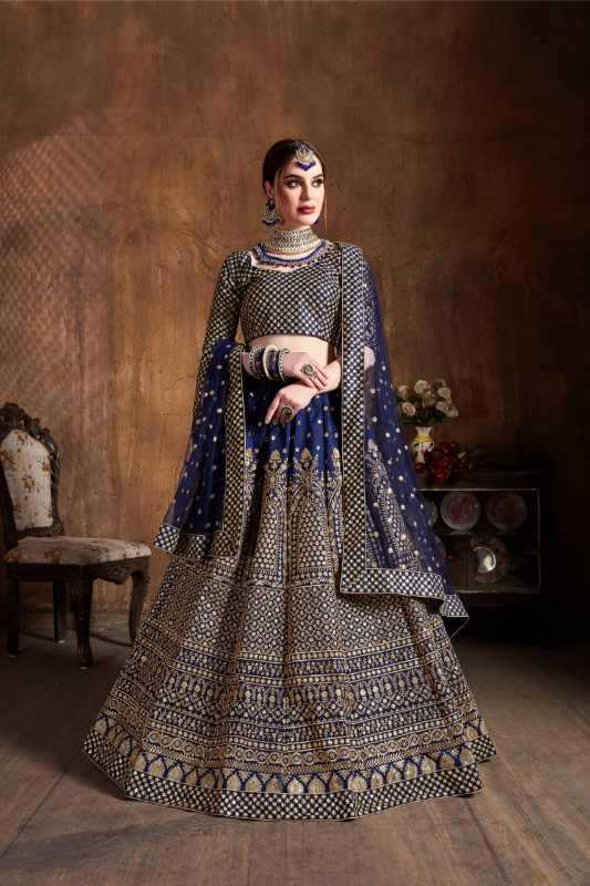 Silk Wedding Lehenga in Matching •
