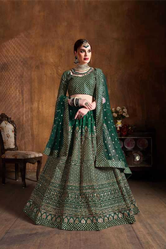 Silk Embroidered Lehenga in Matching • 7410