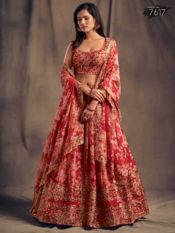 Organza Traditional Lehenga in Matching •