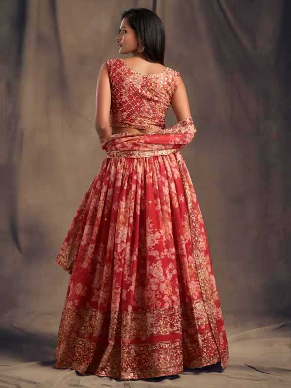 Organza Traditional Lehenga in Matching •