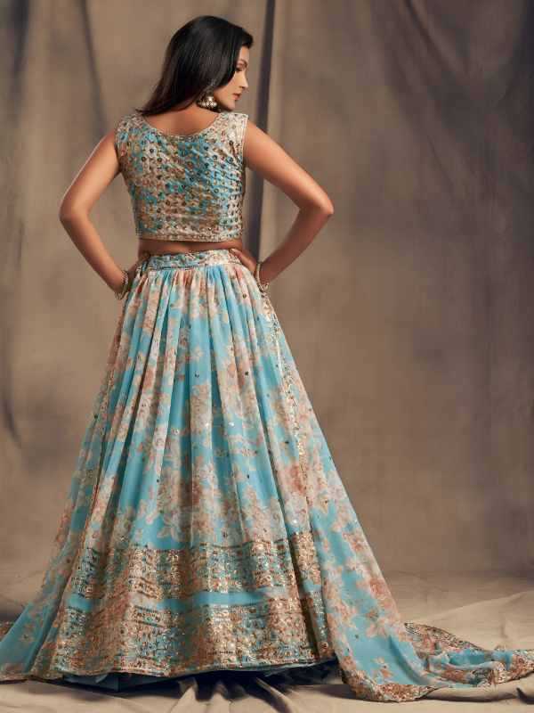 Organza Wedding Lehenga in Matching •