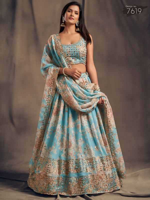 Organza Wedding Lehenga in Matching •