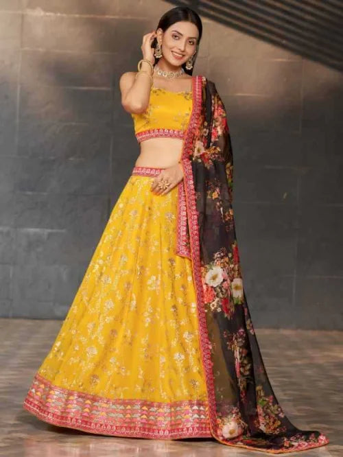Shimmer Silk Wedding Lehenga in Matching • 8001