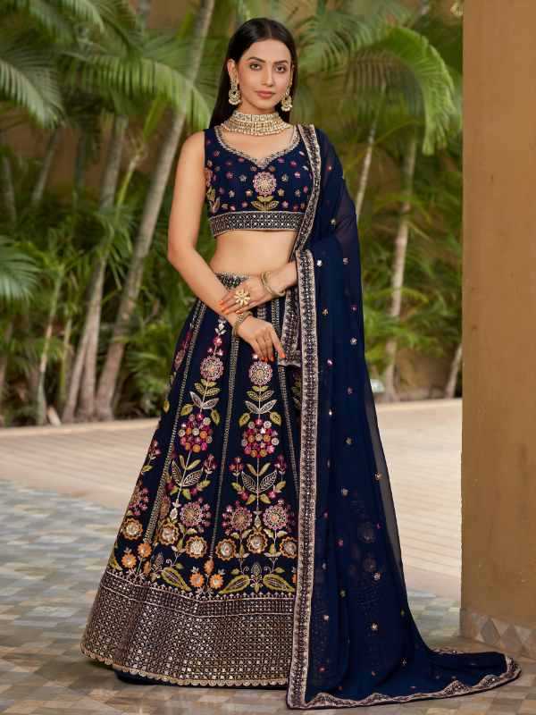 Georgette Wedding Lehenga in Matching • 8003