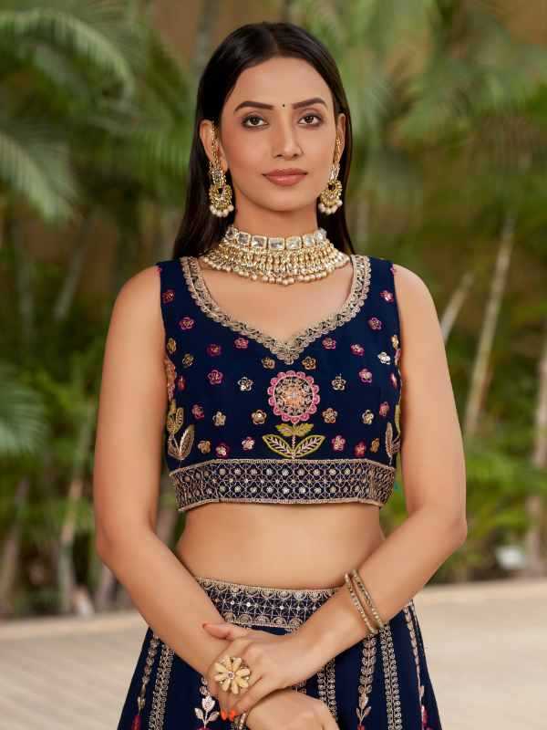 Georgette Wedding Lehenga in Matching • 8003
