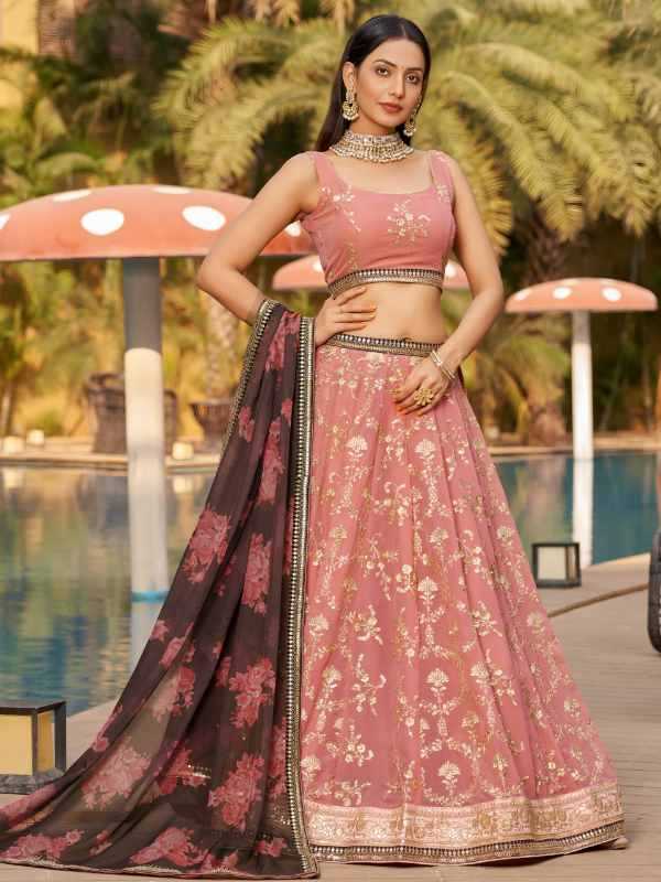 Georgette Lehenga in Matching •