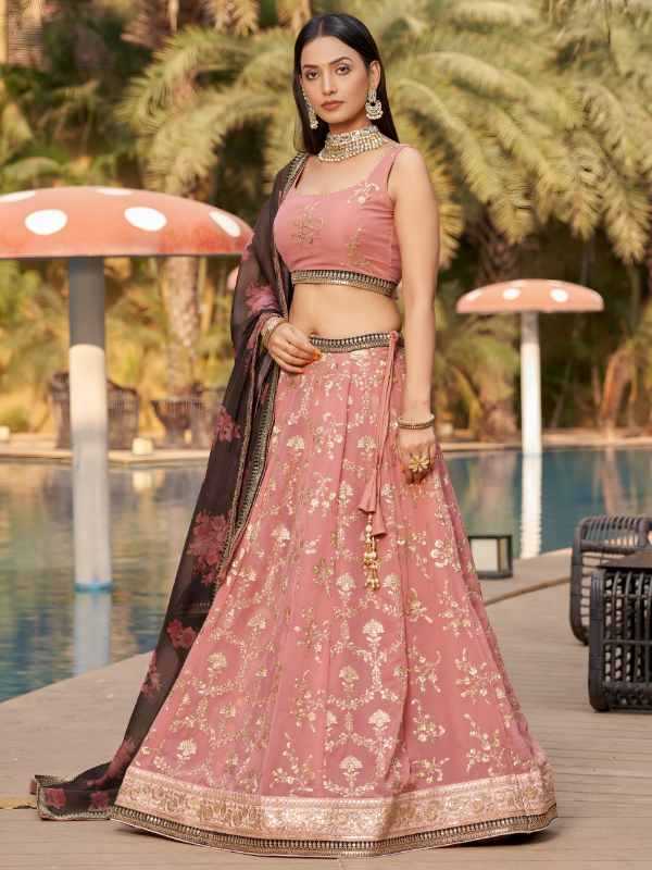 Georgette Lehenga in Matching •