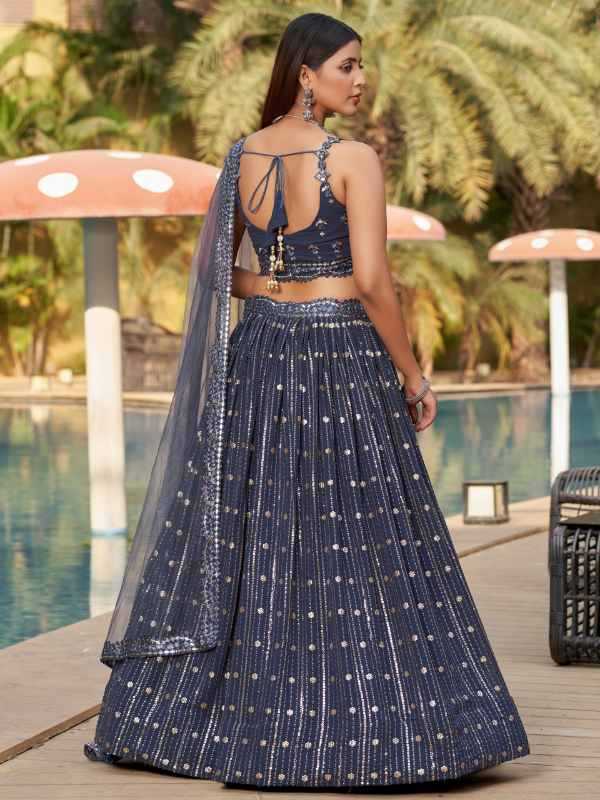 Georgette Wedding Lehenga in Matching • 8006