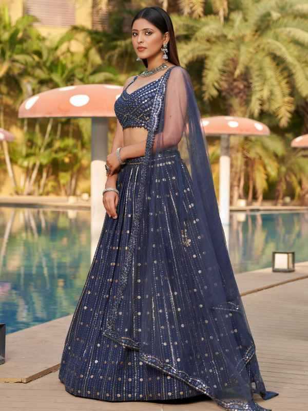 Georgette Wedding Lehenga in Matching • 8006