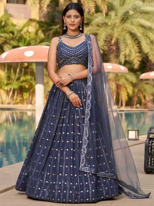 Georgette Wedding Lehenga in Matching • 8006