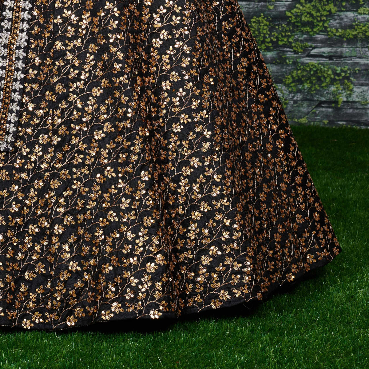 Black Silk Traditional Lehenga in Matching •