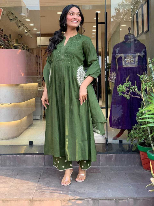 Green Pure Cotton Suit