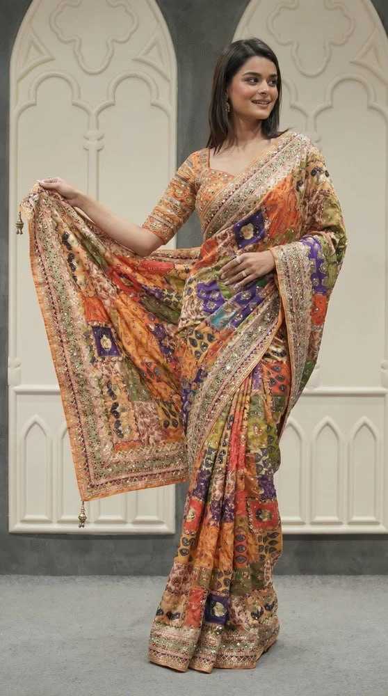 Chinon Silk Printed Saree