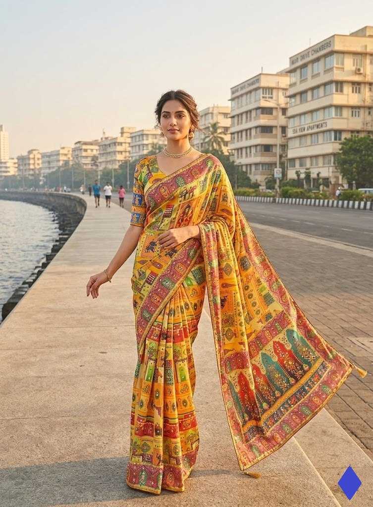 Chinon Silk Printed Saree
